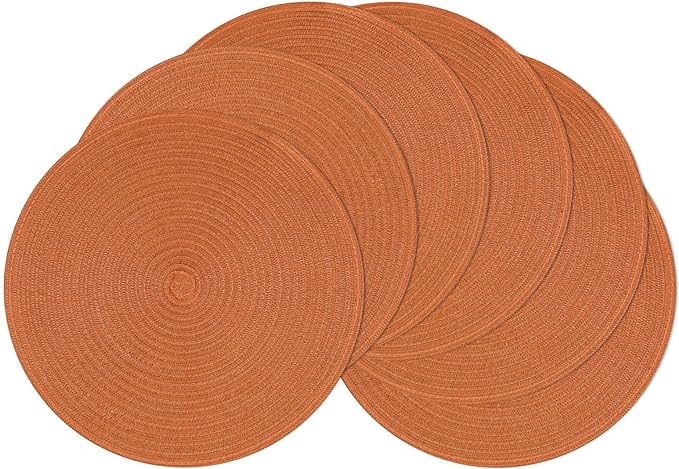 SHACOS Round Placemats Set of 6 Washable 15 inch Round Placemat Cotton by SHACOS