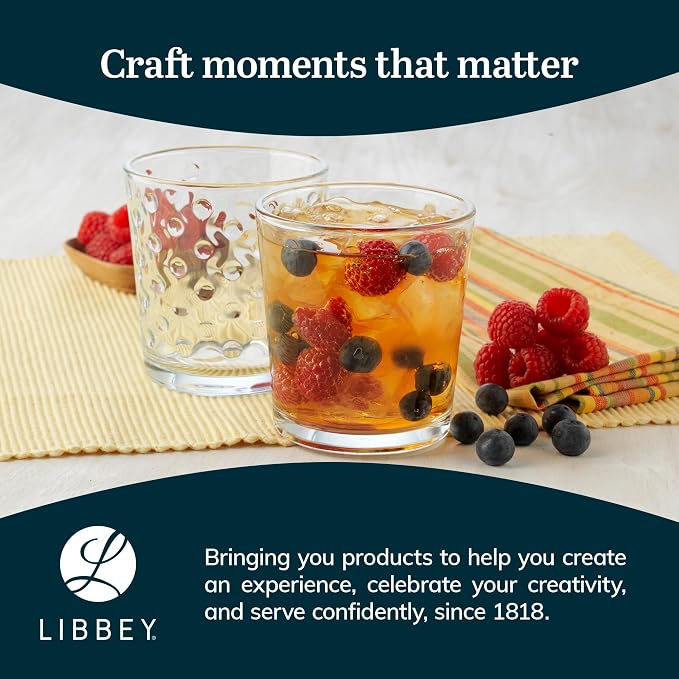 Libbey Awa Polka Dot Tumbler & Rocks Drinking Glasses Set of 16, Glass Cups | - Image 6