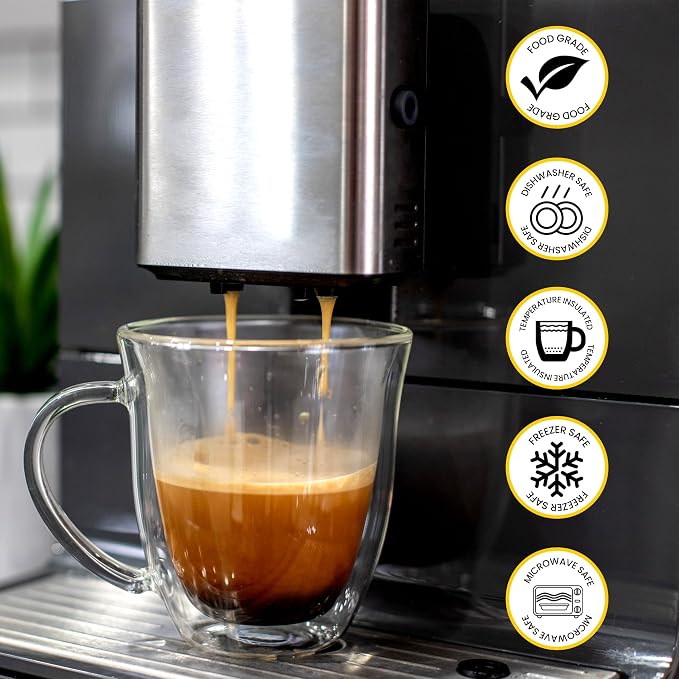 AYL Double Wall Glass Coffee Mugs - 13 oz Insulated Clear Latte Mugs Set of 2 - Image 3