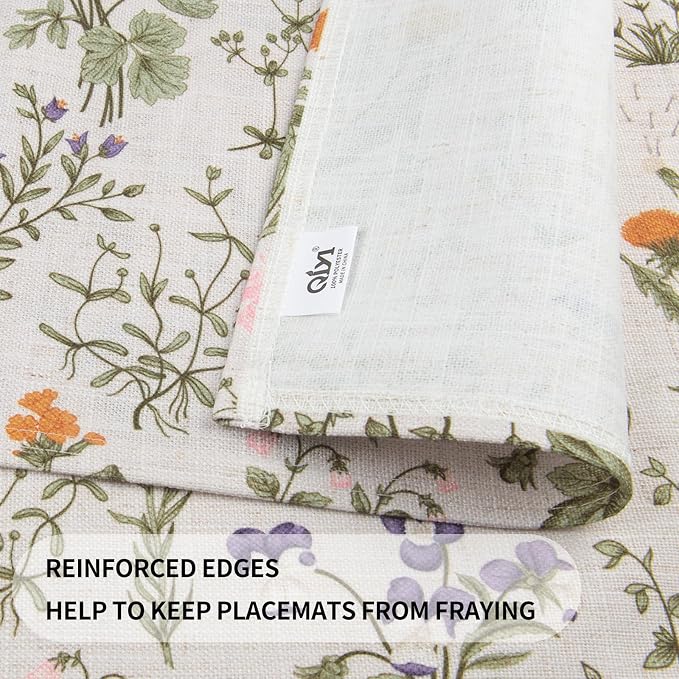 QIYI Boho Table Placemats Set of 4, Wildflowers | Fabric Place Mats - Image 5