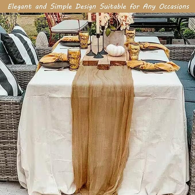 12 Pack 13Ft Cheesecloth Table Runner 35x157 Inch Boho Gauze Table Runner - Image 7