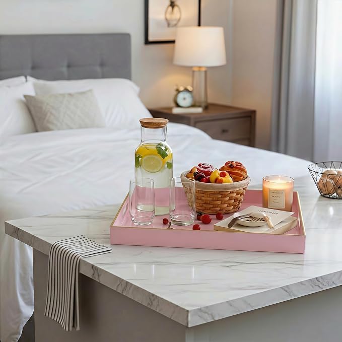 15.8x11.8 Pink Plastic Serving Tray - Image 5