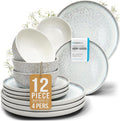 12 Piece Stoneware Dinnerware Set by PURELIVING