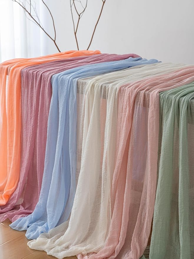 6Pcs Dusty Rose Cheesecloth Table Runner 120 Inches - Image 5
