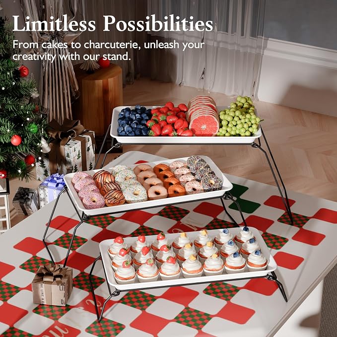 Bumusty Large 3-Tier Melamine Serving Tray Set, 17 x 8.7 in, Birthdays and - Image 6