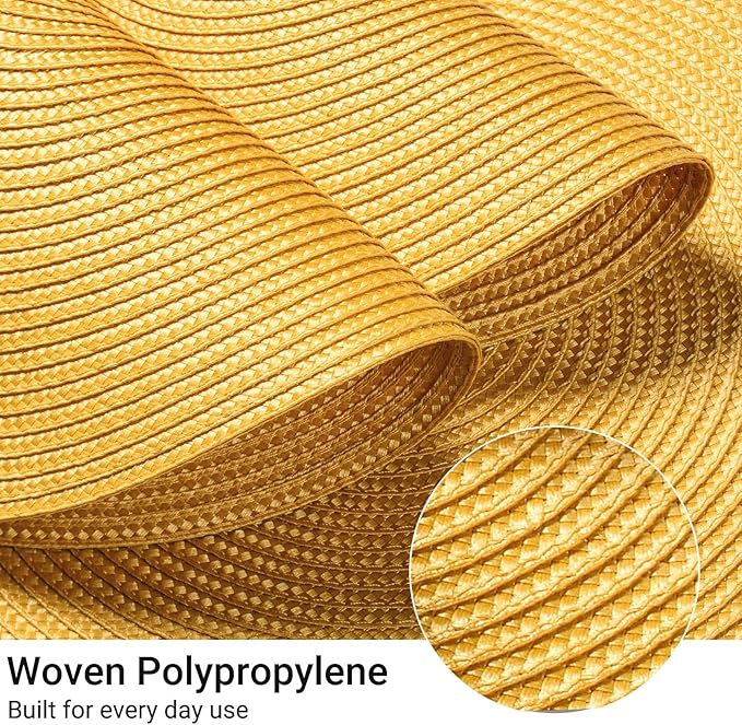 FunWheat Round Braided Placemats Set of 6 Table Mats - Image 3