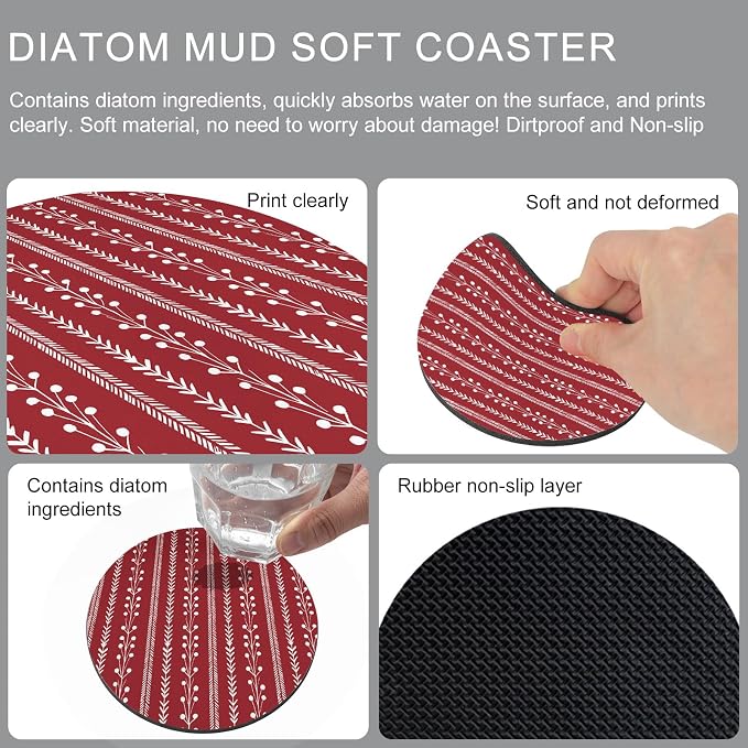 Traditional Minimalist Coasters Set of 2, Absorbent Coasters - Image 9