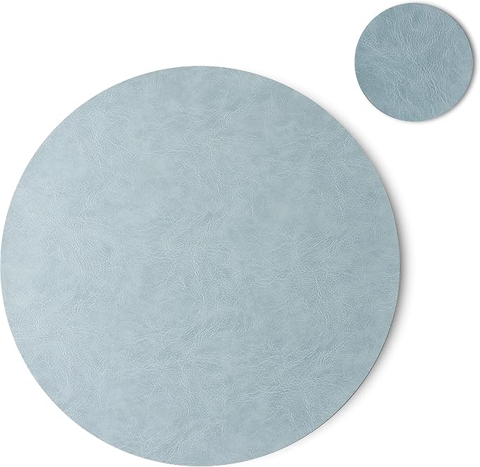 Set of 8 PU Leather Placemats, Waterproof Coffee Coasters, Kitchen Table Mats by JOVONO