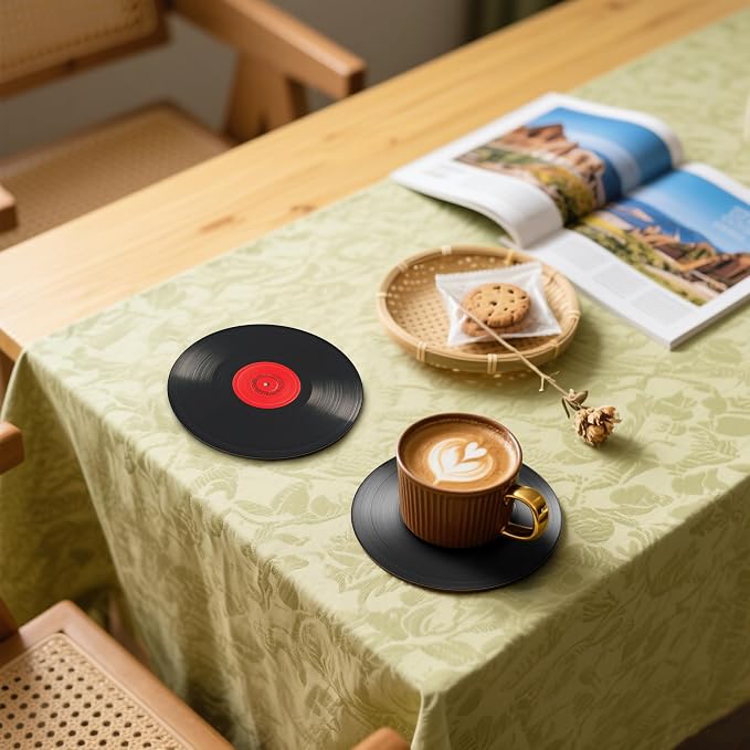 Record Coasters Leather Round Drink Coasters 6 Pcs Set - Image 5