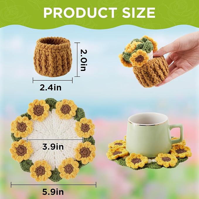 Crochet Flower Coasters, Handmade Bouquet Coasters - Image 2
