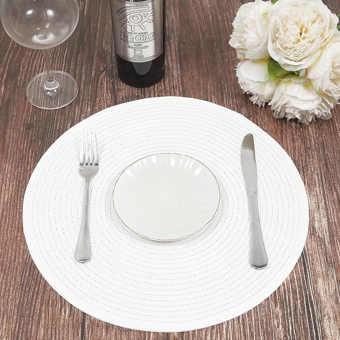 SHACOS Round Braided Placemats Set of 6 Round Table Mats - Image 5