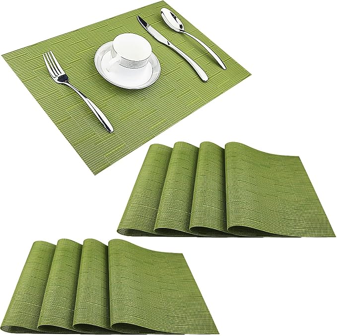 PIGCHCY Placemats Set of 8 Washable Durable Place Mats Vinyl Heat Resistant by PIGCHCY