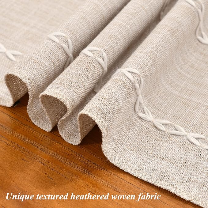 Wracra Rustic Linen Table Runner, Light Coffee Table Runners 108 inches Long - Image 3