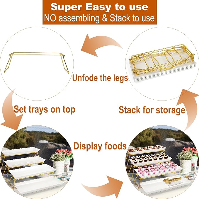 KAQAHIDO Extra Large 4 Tier Serving Tray Set, Tiered Trays Stand - Image 3