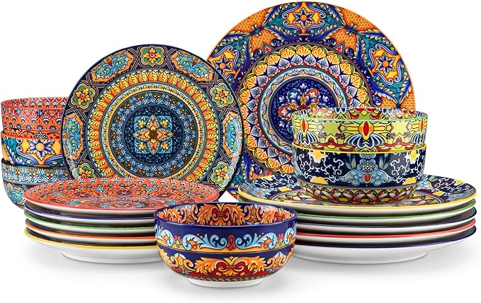 vancasso 18-Piece Dinnerware Sets, Ceramic Plates and Bowls Sets Service by vancasso