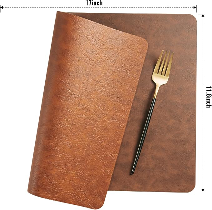 Placemats Set of 8, DOLOPL Reversible Dual-Color Faux Leather Place Mats - Image 8