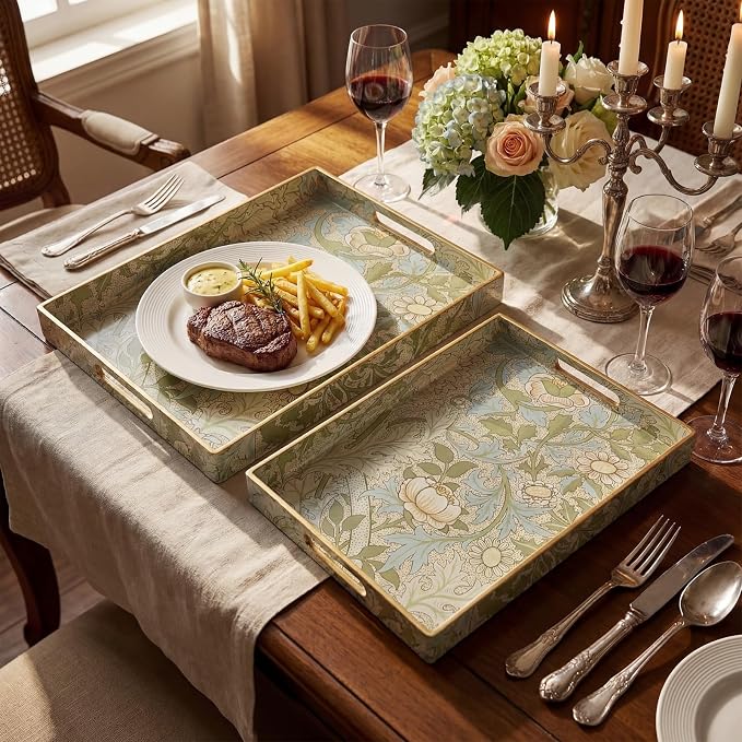 2 Pcs Serving Trays with Handles, Plastic Tray - Image 3