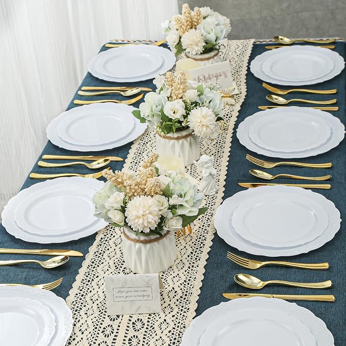 100 Pcs White Dessert Plastic Plates - Image 7