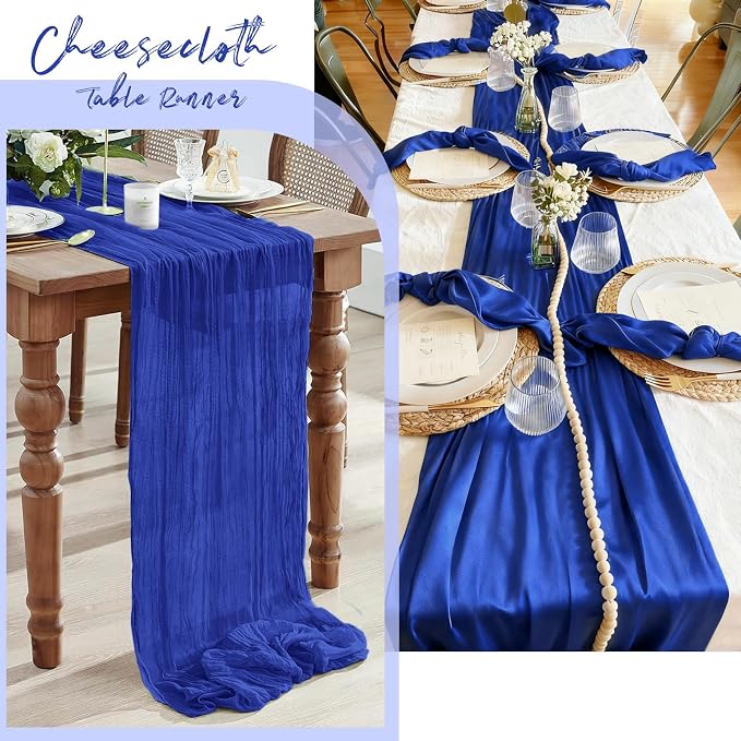 6 Pack Royal Blue Cheesecloth Table Runner, 17 x 108 Inch, Gauze Cheese Cloth - Image 4