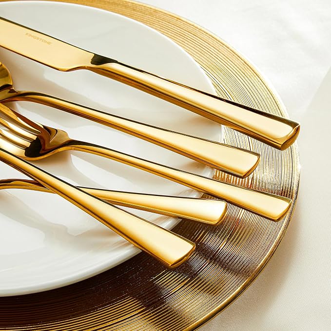 18/10 Flatware set for 12, 60 Piece Gold Stainless Steel Silverware Set | - Image 3