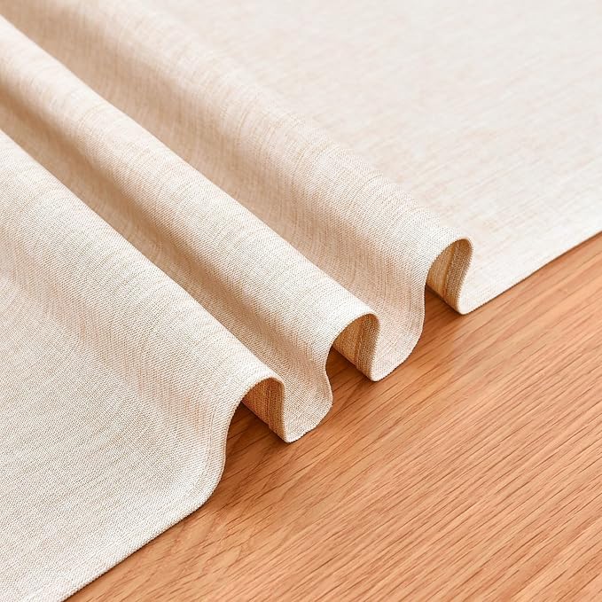 Faux Linen Small Table Runner Water Resistant 13 x 36 in, Neutral | Farmhouse - Image 6