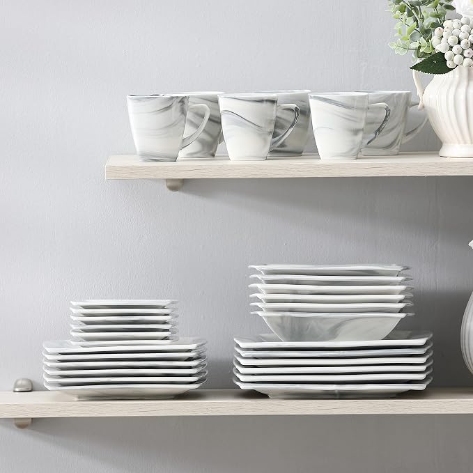 MALACASA Dinnerware Sets, 30 Piece Porcelain Plates and Bowls Sets - Image 6