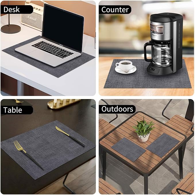 Faux Leather Heat Resistant Placemats 4 Packs, Waterproof Wipeable Dining PU - Image 9