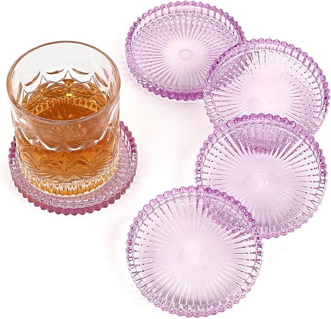 Modern Clear Coaster Set of 5- Glass Coasters by Unknown