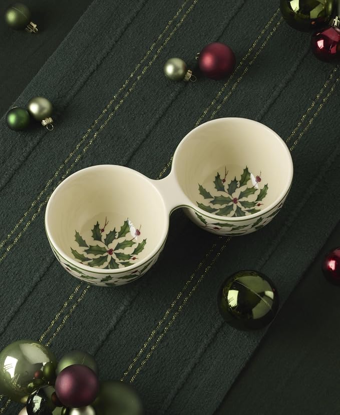 Lenox 898270 Holiday Double Dip Bowl, Christmas Dishes, Festive Serveware - Image 4