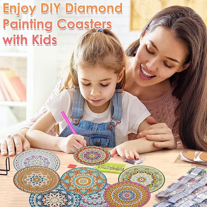 ijbnhd 8 Pack Mandala Diamond Art Coasters Kits 4x4 inch | Mandala Diamond - Image 7