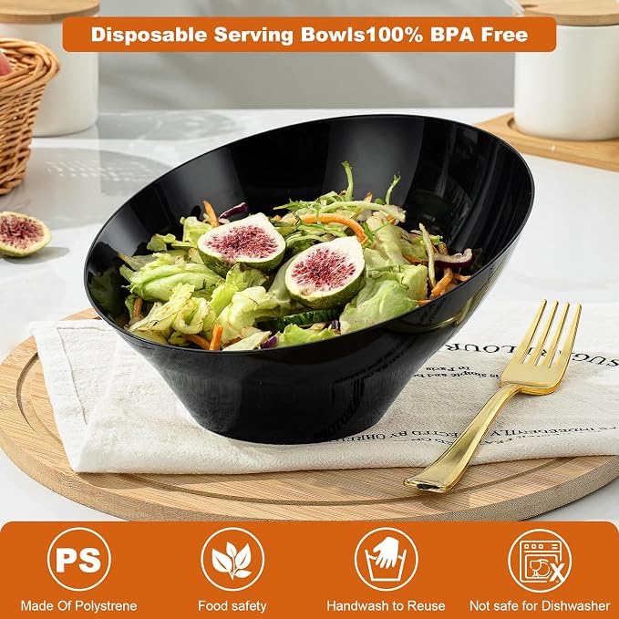 12 Pack black Plastic Serving Bowls - Image 4