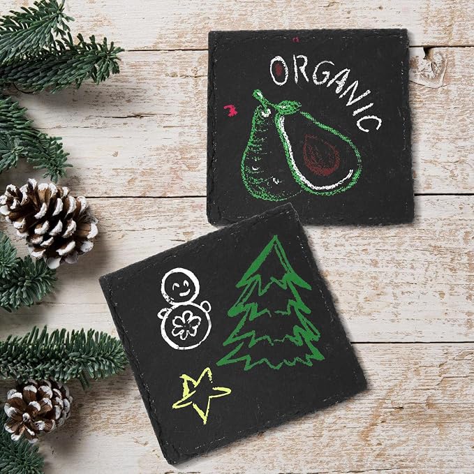 68 Pieces Slate Coasters, Dhfsleo Size 4 x 4 inch Black Coasters Stone Coaster - Image 4