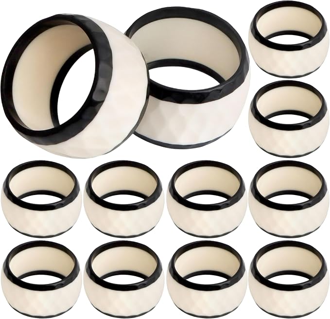Black White Epoxy Resin Napkin Rings Set of 12 | Premium epoxy resin, by CLEENTABLE