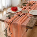 6Pcs Coral Peach Cheesecloth Table Runner 120 Inches by KEKETOARRANGE