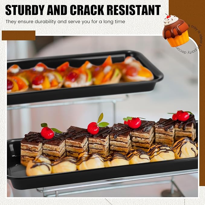 20 Pcs Serving Platters 14 x 6 Inch Rectangle Serving Trays Reusable Food Tray - Image 5