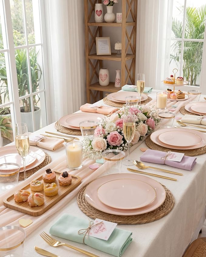 bUCLA 150PCS Pink Plastic Plates - Image 5