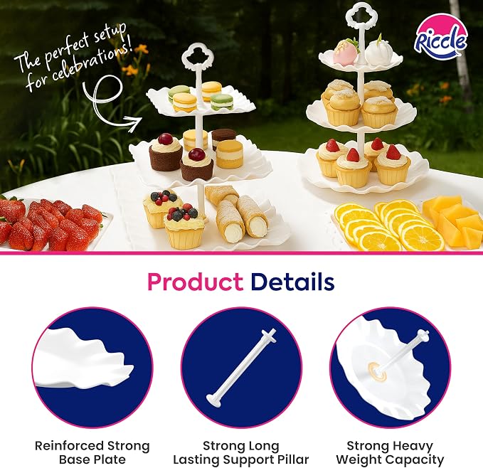 10Pcs Dessert Table Display Set, 3 Tiered Cupcake Stand, Cupcake Holder & Cake - Image 2