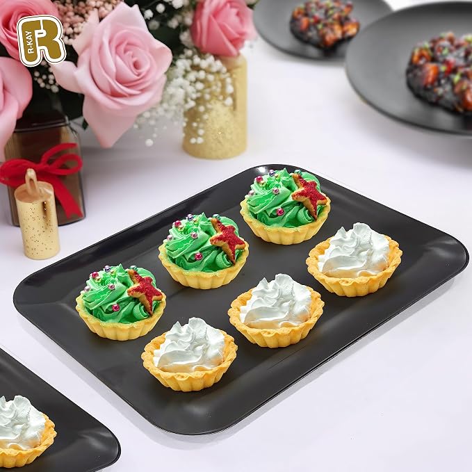 3 Pack Black Plastic Serving Trays - Image 4