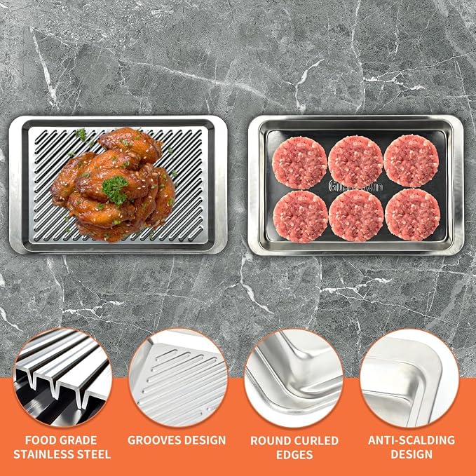 Grilling Prep and Serve Trays, Deep Marinating Container, Serving Platter - Image 3