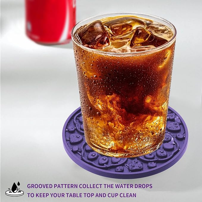 Purple Silicone Drink Coasters Set of 6 - Image 3