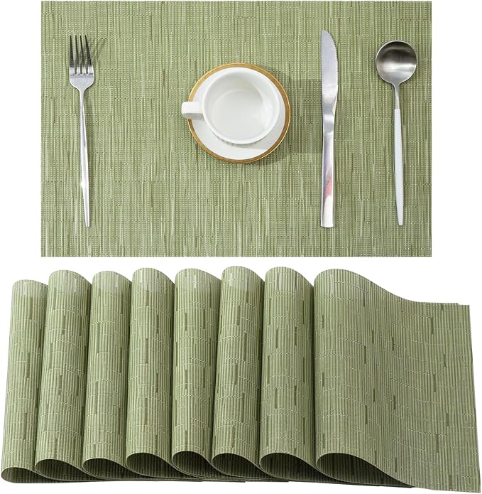 Leetaltree Pea Green Placemats Set of 8 by Leetaltree-ArtatEveryTable