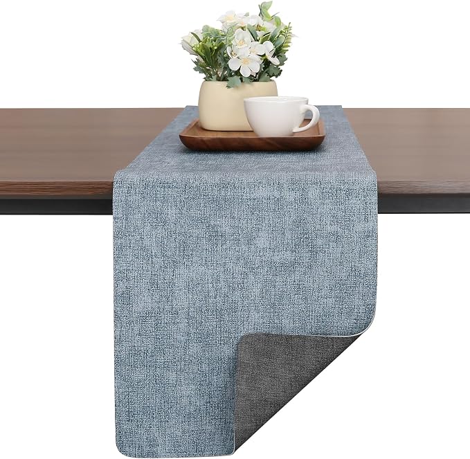 Table Runners 94 Inch Long, Dual-Sided Faux Leather Table Runner | Waterproof by Chitomars