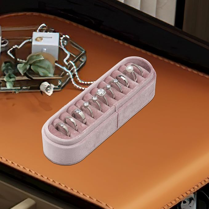 Velvet Small Multiple Ring Box Portable Organizer Display Storage | Travel Case - Image 5