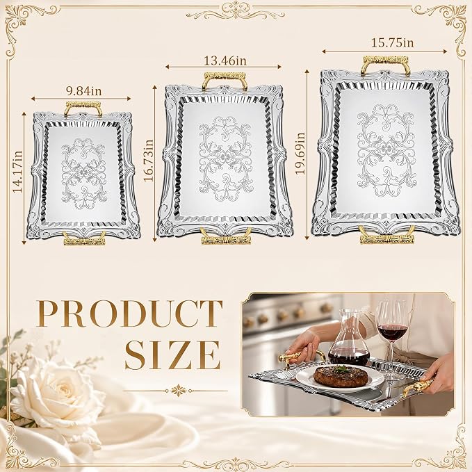 3 Pack Metal Serving Trays - Image 3
