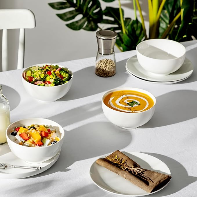 MALACASA 26 Oz White Ceramic Soup Bowls of 4, Cereal Bowls - Image 7