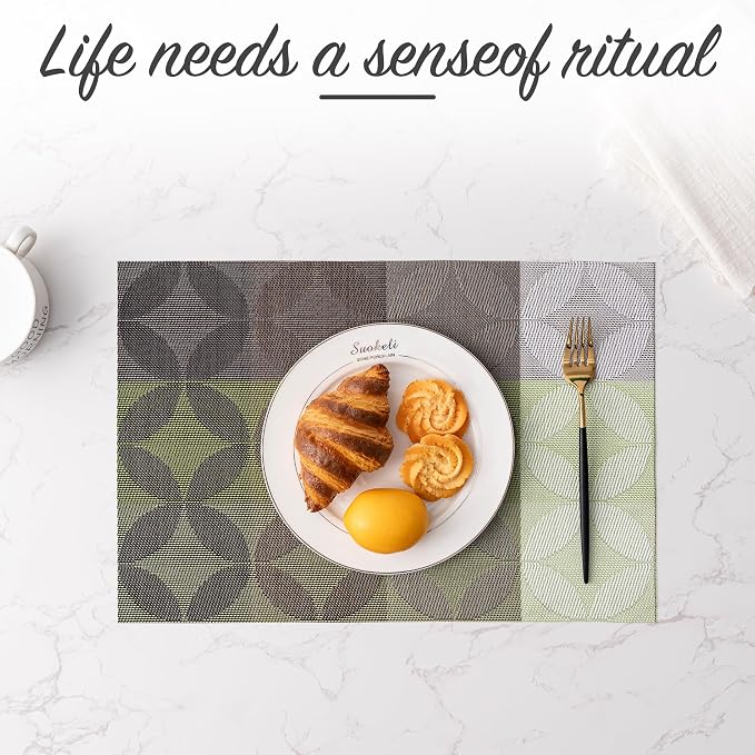 Placemats Set of 6 Washable Indoor | Outdoor Vinyl Place Mats - Image 6