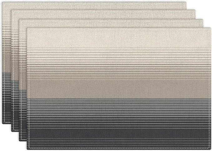 Emvency Farmhouse Placemats Set of 4, 12x18 Inch, Geometric Modern | Striped by Emvency