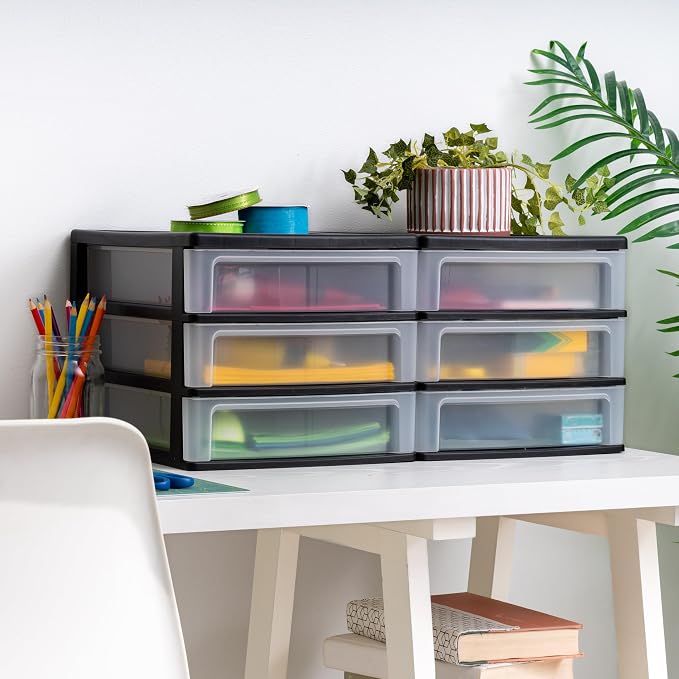 IRIS USA 2-Pack, 3-Drawer Medium Plastic Stacking Desktop Organizer, stationery - Image 6