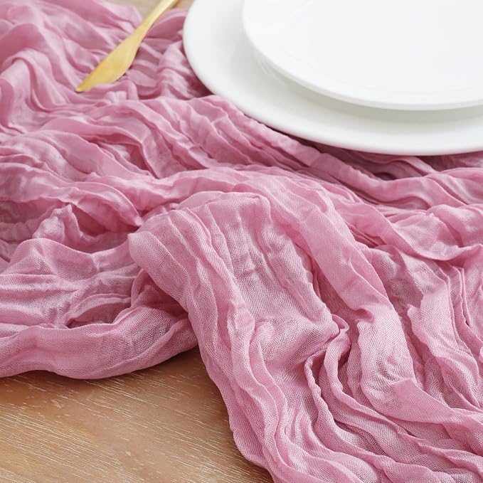 Asee'm 6pcs Pink Cheesecloth Table Runner Summer 10FT Gauze Sheer Rustic | Boho - Image 4