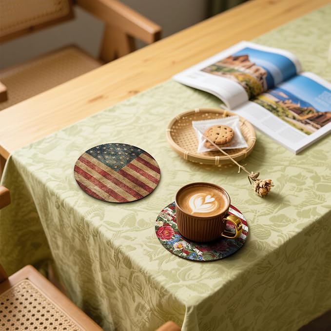 America Coasters Leather Round Drink Coasters 6 Pcs Set - Image 5